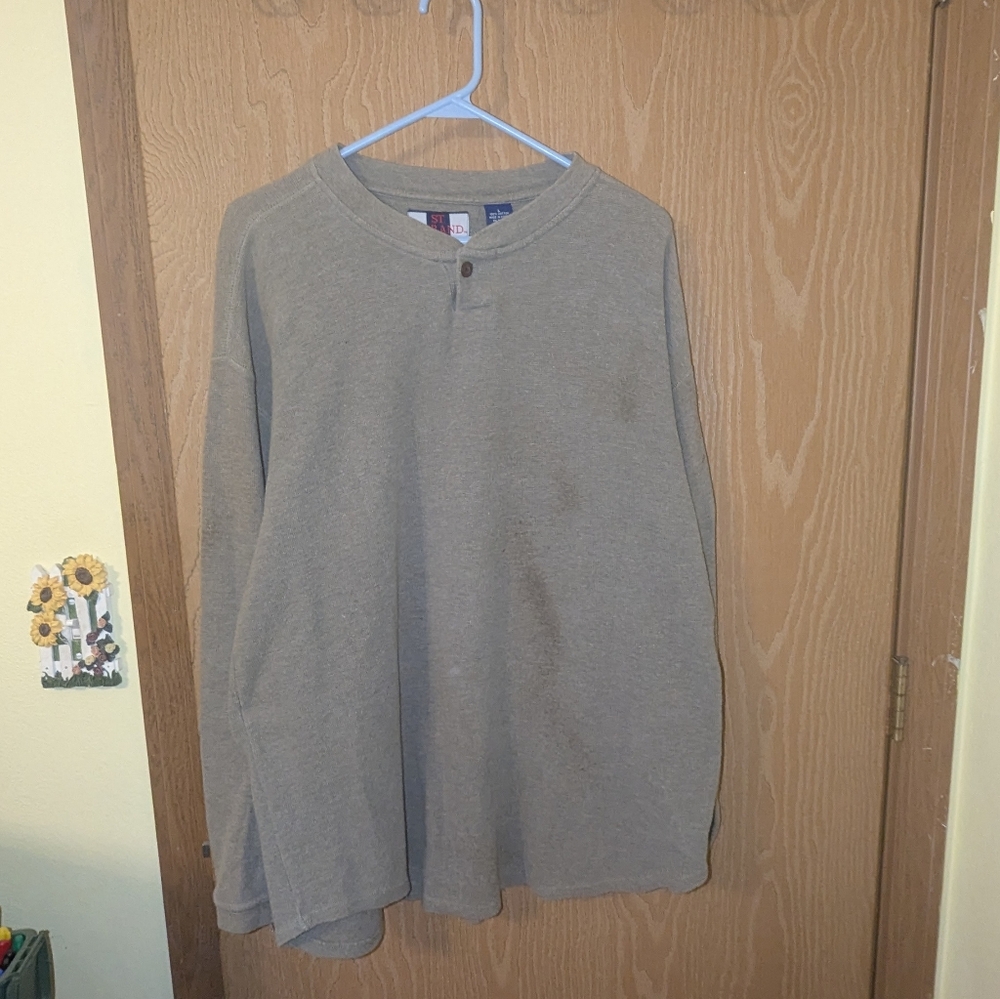 Gray Long Sleeve Henley Shirt